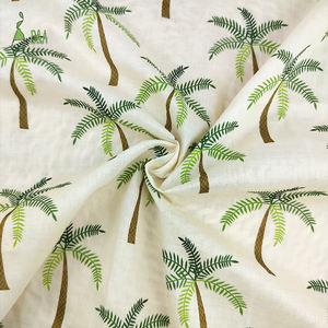 Pohon kelapa kecil lucu dicetak ringan lembut bernapas kain katun 100% untuk garmen anak-anak - Product Image 5