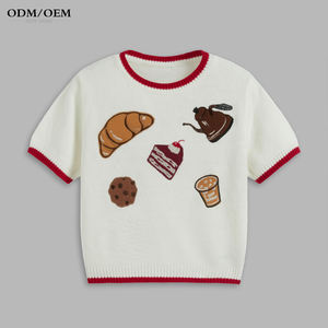 Factory Custom <b>Women</b> Sweater Knit <b>Short</b> <b>Sleeve</b> T-<b>shirt</b> <b>Women's</b> Summer <b>White</b> O- Neck Thin <b>Women</b> Knit Tops - Product Image 6