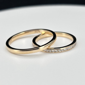 HQ Gems <span class=keywords><strong>Reall</strong></span> Bague de fiançailles 2mm en or jaune 18 carats avec diamant de laboratoire rond - Product Image 6