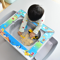 Mesa de Juego Infantil Moderna 9 en 1 con Placa de Bloques de Construcción, Cajones Plegables de Almacenamiento para el Aprendizaje de Niños Pequeños