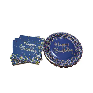 Custom Disposable 3Ply Birthday Soft Decoupage Party Luxury Printed Hot Stamping Gold Foiled Personalized Paper Napkin