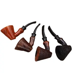 High Quality Straight Briar Wood Smoking Pipe Mini Hand Pipe With Metal Bowl Wood Tobacco Pipe