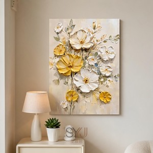 Pintura al Óleo Pintada a Mano, Flores Florecientes, Arte Moderno Minimalista para Decoración de Paredes de Sala de Estar y Sofá - Product Image 4