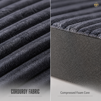 Canapé modulaire incurvé compressé sous vide en tissu côtelé anthracite pour salon