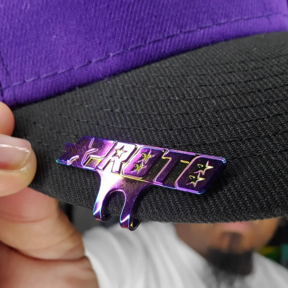 Custom Purple Reflection Golf Hat Brim Clips Blank Visor Caps Brim Clip Custom Logo Hat Clips
