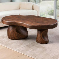 Organischer Walnuss-Couchtisch Modernes Minimalistisches Design Handgefertigte Massivholz-Wohnzimmermöbel Holz-/Metallrahmen