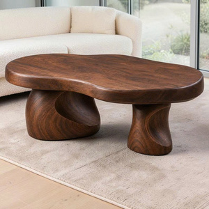 Organic <b>Walnut</b> <b>Coffee</b> <b>Table</b> Modern Minimalist Design Handmade Solid Wood Living Room Furniture Wood/ Metal Frame - Product Image 6