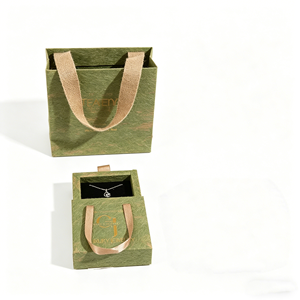 Customer logo Luxury Jewelry Gift <b>Box</b> With Satin Handle Elegant Rectangle Packaging <b>Drawer</b> Design Custom Logo Print - Product Image 1