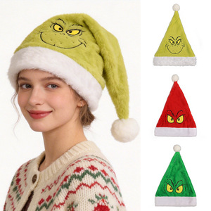 Grinch <b>Christmas</b> Hat Plush Cartoon Hat Factory Direct Sale Polyester Eco-Friendly Festive Decoration <b>Prop</b> - Product Image 1