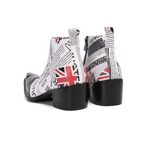 NA950 Stivali da Uomo con Stampa Giornale, Punta Affusolata, per Club e Feste, Scarpe Formali in Pelle, Calzature Maschili, Stivaletti da Motociclista - Product Image 3