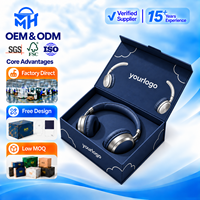 Boîtes cadeaux rigides pour écouteurs, personnalisables avec logo OEM/ODM, bleu marine, emballage électronique de luxe, fourniture d'usine pour marques et sociétés commerciales