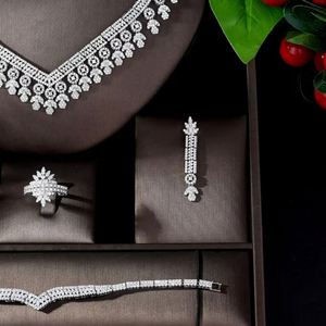 HIBRIDE Luxury Design White Gold Color Women Bridal Jewelry Set Dress <b>Necklace</b> Earring Jewelry Set <b>for</b> Party Gits Bijoux N-1186 - Product Image 3