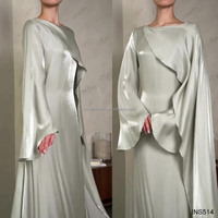 Robe de soirée Abaya modeste en organza brillant, coupe droite, taille naturelle, couleur unie, pour l'été, pour femmes musulmanes, tenue de fête, vente en gros