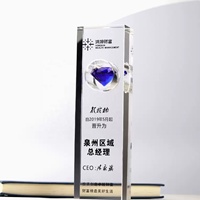 Op maat gemaakte kristallen awards trofee aardeblauw globale kristallen glazen trofeeën kristallen sportbal trofee vriendschapssymbool VIP prijs