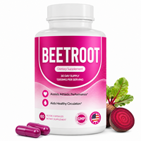 Poudre de racine de betterave en capsules végétales 1300mg 60 unités Supplément d'extrait végétal OEM Marque privée
