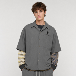 Nueva Camisa <span class=keywords><strong>de</strong></span> Gimnasio con Botones, Camisa <span class=keywords><strong>de</strong></span> Trabajo Gris <span class=keywords><strong>Gabardina</strong></span> con Diseño <span class=keywords><strong>de</strong></span> Bolsillo Grande, Nuevo Modelo <span class=keywords><strong>de</strong></span> Camisa Casual <span class=keywords><strong>de</strong></span> Manga Corta para <span class=keywords><strong>Hombre</strong></span> - Product Image 1