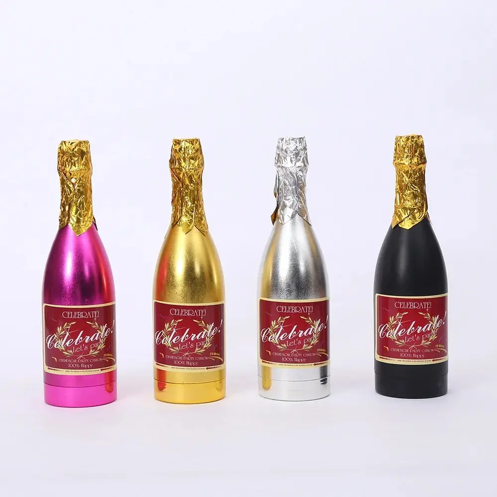 Y102 24 adet güvenli mükemmel sıkıştırılmış hava şampanya şişesi şekilli konfeti toplar parti poppers için parti