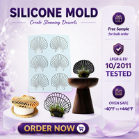 AK Shell Silicone Tuile Stencils Lace Mats Cake Moulds for Cookie Dessert Plating Baking Mat Bakeware Sugarcraft Tools LFM-549
