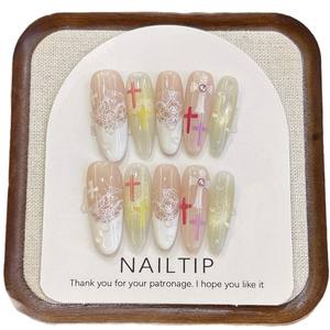 Ongles pressés longs à couverture complète en résine faits à la main, motif œil de chat, style français doux et épicé, design explosif, pour <span class=keywords><strong>manucure</strong></span> et protection - Product Image 5