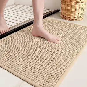 Beige Bathroom Rugs Absorbent Bath Mats Non Slip Washable Quick Dry Soft Upgrade Chenille Bathroom Mat For Tub And Shower