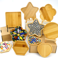Sous-verres en bois non finis, lot de 4, et sous-verres imprimés en forme d'hexagone et plateau à sous-verres en bois