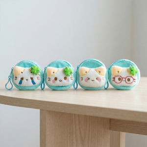Kawaii क्लैवर बिल्ली बिल्ली के टुकड़े टुकड़े कीचेन पेलेंट मिनी फ्फी स्टोरेज बैग कार्ड इयरफ़ोन बैग कार्ड इयरफ़ोन बैग - Product Image 3