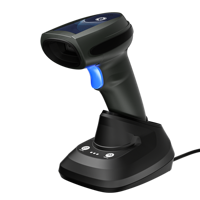 Lecteur de codes-barres sans fil portable industriel HENEX 3208RC 1D 2D QR avec base de charge et interface USB COM
