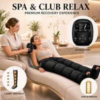 Masseur à compression d'air pour jambes 360°, bottes de récupération à 5 chambres, sans fil, 6 modes, 8 niveaux, écran LCD