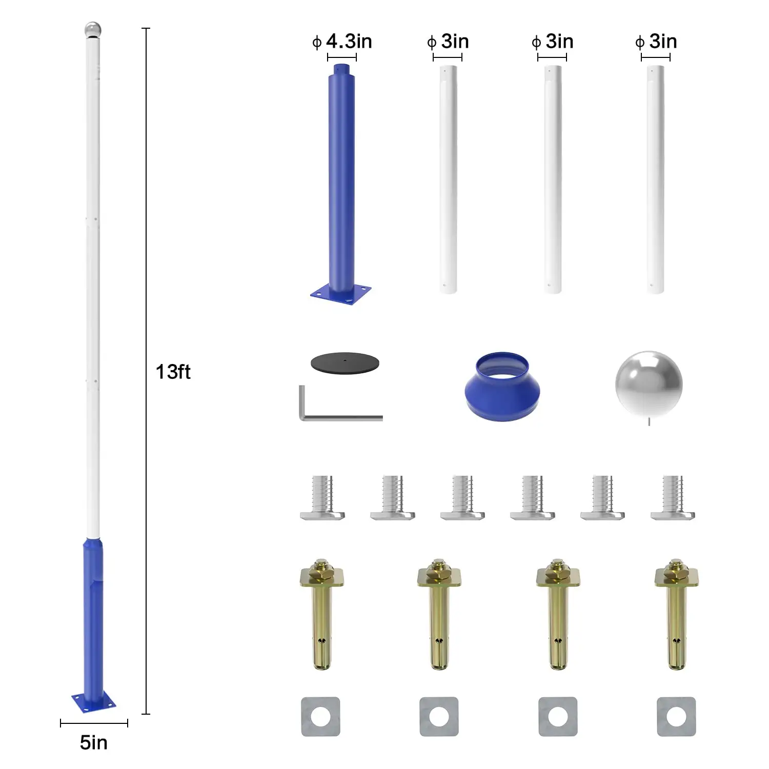 New Split Assembly Solar Garden Lighting Street lamp pole 3m 4m 5m 6m solar pole lights outdoor