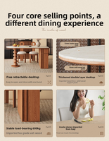 Table de salle à manger rétro en pierre de travertin français, rangement pliable ovale, table d'îlot extensible en bois massif vintage
