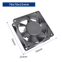 Ventilateur axial étanche IP68 70x70x25mm à roulement à billes ROHS 12/24V avec pales en plastique, OEM ODM, pour alimentation électrique
