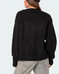 Suéter Oversize Casual de Moda para <span class=keywords><strong>Mujer</strong></span> con Cuello Redondo, Manga Larga y Gráfico de Estrellas <span class=keywords><strong>Americanas</strong></span> Tejido Grueso Personalizado - Product Image 5