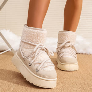 <span class=keywords><strong>Botas</strong></span> <span class=keywords><strong>de</strong></span> Nieve para Mujer, Otoño Invierno, Nuevas, Gruesas, Comercio Exterior, Talla Grande, con Tiras Cruzadas, Color Sólido, Estilo <span class=keywords><strong>Plataforma</strong></span> - Product Image 4