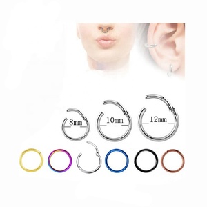 Cartilagine dell'orecchio dell'<span class=keywords><strong>acciaio</strong></span> inossidabile <span class=keywords><strong>chirurgico</strong></span> clicker piercing monili del corpo orecchino incernierato a segmenti rotondi - Product Image 2