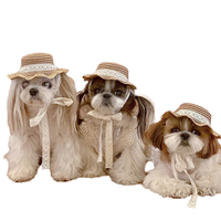 Umweltfreundlicher Strohgeflecht-Druck Niedlicher Outdoor-Haustierhut für Katzen & Hunde - Süßer & Eleganter Sommer-Sonnenschutz Kopfbedeckung