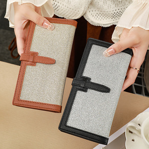 2025 Venta caliente nuevo estilo señoras cartera larga Color puro Simple pequeño cambio monedero grande Retro cartera - Product Image 3