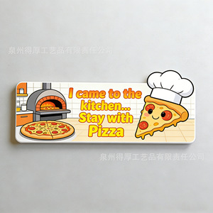 Custom Cartoon Pizza Refrigerator Magnet Acrylic 3D <b>Kitchen</b> Decor Gift Rectangle Shape Ivory White - Product Image 1