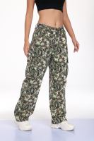 Jeans pour femmes 100% coton, camouflage arboric, denim droit, lavage à l'eau, pantalon pour femmes