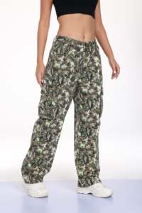 Pantalones Vaqueros de Mezclilla Rectos con Camuflaje de Árbol, 100% Algodón, Lavado, para Mujer - Product Image 5