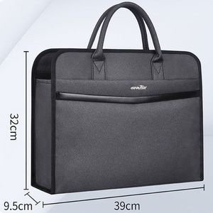 Porte-documents multifonctionnel de qualité en cuir PU gris imperméable, pochette de rangement pour documents, sac pour ordinateur portable 15,6 pouces, utilisation en voyage - Product Image 2