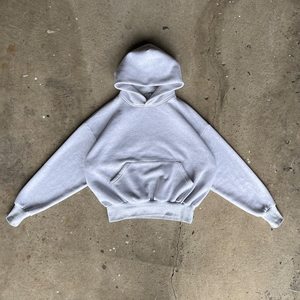 Hochwertiger Uni 520 g/m² Stringloser Kastenförmiger Kurzgeschnittener Schwarzer Hoodie für Herren, Personalisierbar, Unbedruckt, Aus Schwerer Baumwolle, Oversized, Gewaschen - Product Image 2