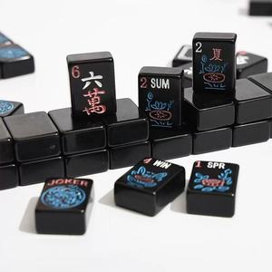 Luxury Custom High Quality Modern American <b>Mahjong</b> <b>Set</b>-Portable 166pcs 1.18" Black Melamine Tiles Eco-Friendly Durable for - Product Image 1