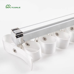 Rail <span class=keywords><strong>de</strong></span> <span class=keywords><strong>rideau</strong></span> <span class=keywords><strong>de</strong></span> <span class=keywords><strong>douche</strong></span> blanc YIJIALE, en forme <span class=keywords><strong>de</strong></span> S, pliable, anti-rouille, avec support mural pour poteau unique, audité en usine - Product Image 1