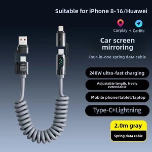 Cable de carga 5 en 1 de alta calidad al por mayor de fábrica, cable de carga USB retráctil de 1.2 m, cargador de coche con cable retráctil - Product Image 6