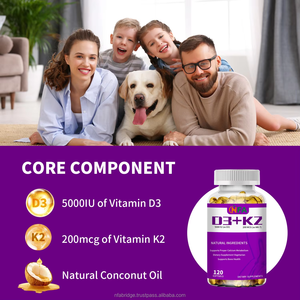 Gélules à la vitamine D de marque privée avec des ingrédients naturels d'huile de noix de coco adaptés aux femmes et aux hommes complément alimentaire sain pour les os - Product Image 2