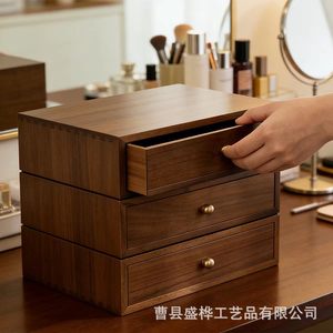 <b>Drawer</b> <b>Storage</b> <b>Box</b> Rectangle Solid Color Wood 3 Tier Desktop Organizer for Cosmetics Office Jewelry <b>Storage</b> - Product Image 2