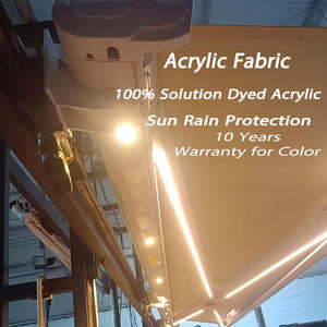 Auvent de terrasse électrique extérieur en acrylique avec télécommande, cadre en aluminium blanc, auvent pour terrasse - Product Image 5