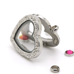 28.5*27.5MM <strong>Heart</strong> Living Carving Floating Locke Magnetic Open <strong>Shaped</strong> Old Style Looking Filigree Pattern Glass <strong>Locket</strong> - Product Image 3