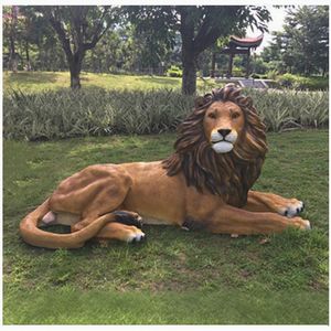 Gran exterior FRP León escultura realista todo clima Animal resina adornos duraderos estatuas para jardín parque zoológico césped Decoración - Product Image 2