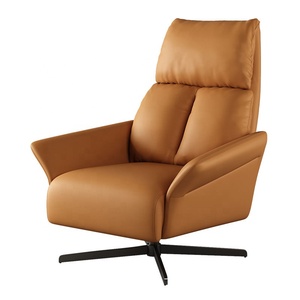 Sillón Giratorio de Cuero Color Bronceado con Respaldo Alto, Reposacabezas, Cojines Lumbares y Asiento Acolchado Profundo, para Sala de Estar, Mueble para el Hogar - Product Image 6